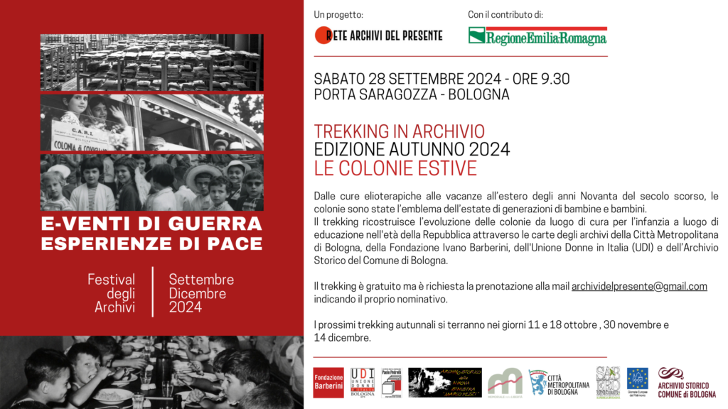 28 settembre – Trekking in archivio. Edizione autunno 2024. Le colonie estive