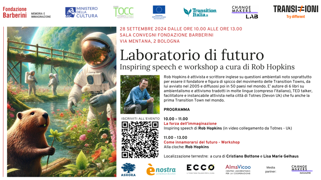 28 settembre – Laboratorio di Futuro. Inspiring speech e workshop a cura di Rob Hopkins