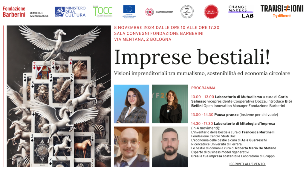 8 novembre – Imprese Bestiali! Visioni imprenditoriali tra mutualismo, sostenibilità e economia circolare