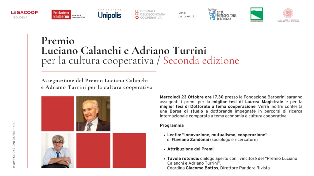 Assegnazione del premio Luciano Calanchi e Adriano Turrini per la cultura cooperativa / Seconda edizione