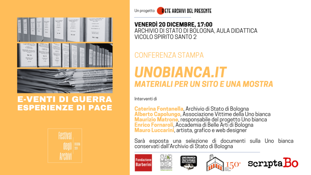 20 dicembre – Conferenza stampa “Unobianca.it. Materiali per un sito e una mostra”